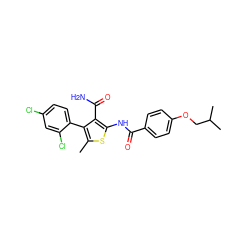 Cc1sc(NC(=O)c2ccc(OCC(C)C)cc2)c(C(N)=O)c1-c1ccc(Cl)cc1Cl ZINC000002107927