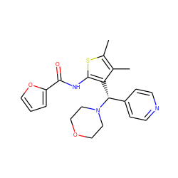 Cc1sc(NC(=O)c2ccco2)c([C@H](c2ccncc2)N2CCOCC2)c1C ZINC000019879516