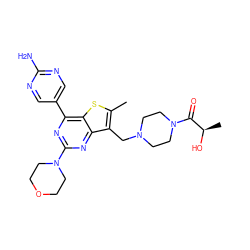 Cc1sc2c(-c3cnc(N)nc3)nc(N3CCOCC3)nc2c1CN1CCN(C(=O)[C@@H](C)O)CC1 ZINC000205717239