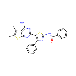 Cc1sc2nc(-c3sc(NC(=O)c4ccccc4)nc3-c3ccccc3)nc(N)c2c1C ZINC000096927349