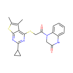 Cc1sc2nc(C3CC3)nc(SCC(=O)N3CC(=O)Nc4ccccc43)c2c1C ZINC000001357928