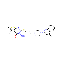 Cc1sc2nc(SCCCN3CCN(c4cc(C)c5ccccc5n4)CC3)n(N)c(=O)c2c1C ZINC000059854630