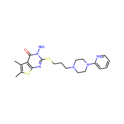 Cc1sc2nc(SCCCN3CCN(c4ccccn4)CC3)n(N)c(=O)c2c1C ZINC000059854288