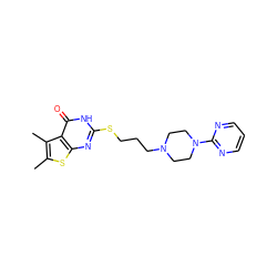 Cc1sc2nc(SCCCN3CCN(c4ncccn4)CC3)[nH]c(=O)c2c1C ZINC000013761019