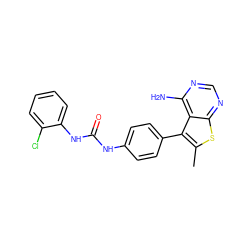 Cc1sc2ncnc(N)c2c1-c1ccc(NC(=O)Nc2ccccc2Cl)cc1 ZINC000013673631