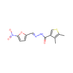 Cc1scc(C(=O)N/N=C/c2ccc([N+](=O)[O-])o2)c1C ZINC000000373182