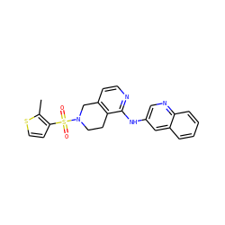 Cc1sccc1S(=O)(=O)N1CCc2c(ccnc2Nc2cnc3ccccc3c2)C1 ZINC000169322446