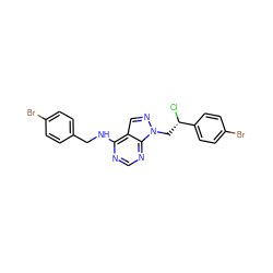 Cl[C@@H](Cn1ncc2c(NCc3ccc(Br)cc3)ncnc21)c1ccc(Br)cc1 ZINC000096272495