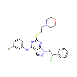 Cl[C@H](Cn1ncc2c(Nc3cccc(Br)c3)nc(SCCN3CCOCC3)nc21)c1ccccc1 ZINC000299869059