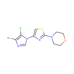 Clc1c(Br)ncn1-c1csc(N2CCOCC2)n1 ZINC000299825863