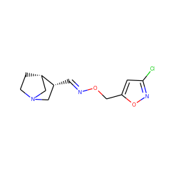 Clc1cc(CO/N=C/[C@@H]2CN3CC[C@H]2C3)on1 ZINC000049175289