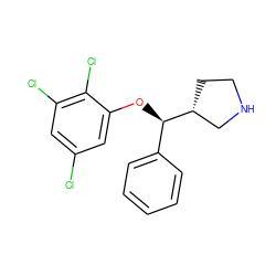 Clc1cc(Cl)c(Cl)c(O[C@H](c2ccccc2)[C@@H]2CCNC2)c1 ZINC000095586009