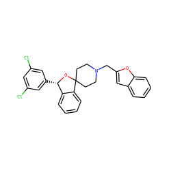 Clc1cc(Cl)cc([C@@H]2OC3(CCN(Cc4cc5ccccc5o4)CC3)c3ccccc32)c1 ZINC000073279963