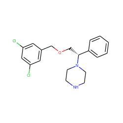 Clc1cc(Cl)cc(COC[C@H](c2ccccc2)N2CCNCC2)c1 ZINC000022926748