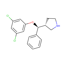 Clc1cc(Cl)cc(O[C@H](c2ccccc2)[C@@H]2CCNC2)c1 ZINC000095587791