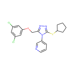 Clc1cc(Cl)cc(OCc2nnc(SC3CCCC3)n2-c2cccnc2)c1 ZINC000095594635