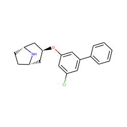 Clc1cc(O[C@H]2C[C@@H]3CC[C@H](C2)N3)cc(-c2ccccc2)c1 ZINC000101387210