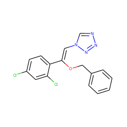 Clc1ccc(/C(=C/n2cnnn2)OCc2ccccc2)c(Cl)c1 ZINC000026279505