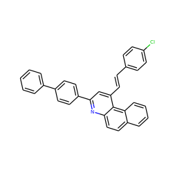 Clc1ccc(/C=C/c2cc(-c3ccc(-c4ccccc4)cc3)nc3ccc4ccccc4c23)cc1 ZINC000008426891