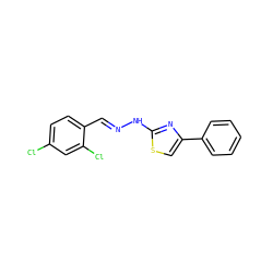 Clc1ccc(/C=N/Nc2nc(-c3ccccc3)cs2)c(Cl)c1 ZINC000004459090