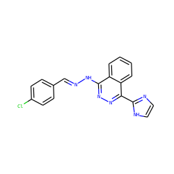 Clc1ccc(/C=N/Nc2nnc(-c3ncc[nH]3)c3ccccc23)cc1 ZINC000005072209