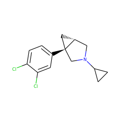 Clc1ccc([C@@]23C[C@@H]2CN(C2CC2)C3)cc1Cl ZINC000034892883