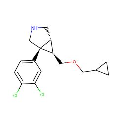 Clc1ccc([C@@]23CNC[C@@H]2[C@H]3COCC2CC2)cc1Cl ZINC000045393975