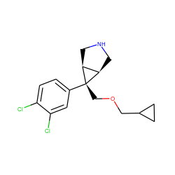 Clc1ccc([C@]2(COCC3CC3)[C@H]3CNC[C@H]32)cc1Cl ZINC000101317670