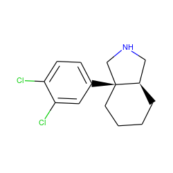 Clc1ccc([C@]23CCCC[C@@H]2CNC3)cc1Cl ZINC000072112637