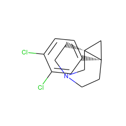 Clc1ccc([C@]23CCN4CC[C@]2(C4)C3)cc1Cl ZINC000053296619