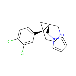 Clc1ccc([C@]23CCNC[C@@]2(Cn2cccc2)C3)cc1Cl ZINC000072116299