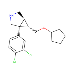 Clc1ccc([C@]23CNC[C@H]2[C@@H]3COC2CCCC2)cc1Cl ZINC000045366513