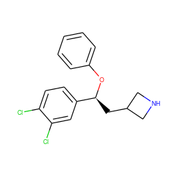 Clc1ccc([C@H](CC2CNC2)Oc2ccccc2)cc1Cl ZINC000299837798