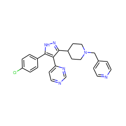 Clc1ccc(-c2[nH]nc(C3CCN(Cc4ccncc4)CC3)c2-c2ccncn2)cc1 ZINC000049071216