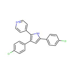 Clc1ccc(-c2cc(-c3ccc(Cl)cc3)c(-c3ccncc3)[nH]2)cc1 ZINC000002004820