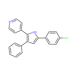 Clc1ccc(-c2cc(-c3ccccc3)c(-c3ccncc3)[nH]2)cc1 ZINC000027724810