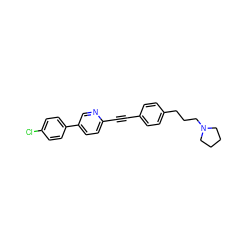 Clc1ccc(-c2ccc(C#Cc3ccc(CCCN4CCCC4)cc3)nc2)cc1 ZINC000118632769