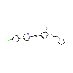 Clc1ccc(-c2ccc(C#Cc3ccc(OCCN4CCCC4)c(Cl)c3)nc2)cc1 ZINC000038732693