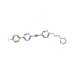 Clc1ccc(-c2ccc(C#Cc3ccc(OCCN4CCCC4)nc3)nc2)cc1 ZINC000034104851