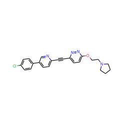 Clc1ccc(-c2ccc(C#Cc3ccc(OCCN4CCCC4)nn3)nc2)cc1 ZINC000118638106