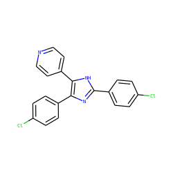 Clc1ccc(-c2nc(-c3ccc(Cl)cc3)c(-c3ccncc3)[nH]2)cc1 ZINC000026508675