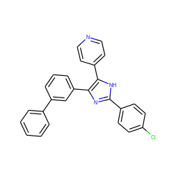 Clc1ccc(-c2nc(-c3cccc(-c4ccccc4)c3)c(-c3ccncc3)[nH]2)cc1 ZINC000026575816