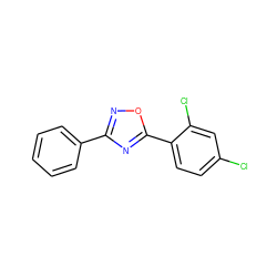 Clc1ccc(-c2nc(-c3ccccc3)no2)c(Cl)c1 ZINC000000070236