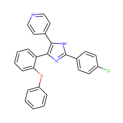 Clc1ccc(-c2nc(-c3ccccc3Oc3ccccc3)c(-c3ccncc3)[nH]2)cc1 ZINC000026573977