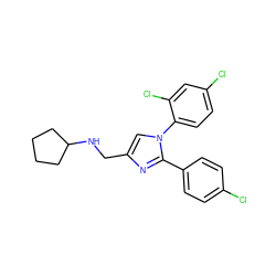 Clc1ccc(-c2nc(CNC3CCCC3)cn2-c2ccc(Cl)cc2Cl)cc1 ZINC000043014636