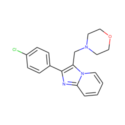 Clc1ccc(-c2nc3ccccn3c2CN2CCOCC2)cc1 ZINC000020366173