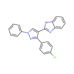 Clc1ccc(-c2nn(-c3ccccc3)cc2-c2nc3ccccc3[nH]2)cc1 ZINC000473111409