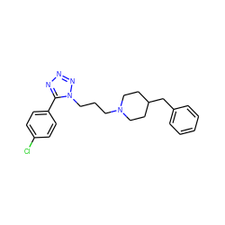 Clc1ccc(-c2nnnn2CCCN2CCC(Cc3ccccc3)CC2)cc1 ZINC001772583963