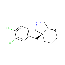 Clc1ccc(C[C@]23CCCC[C@H]2CNC3)cc1Cl ZINC000072112563