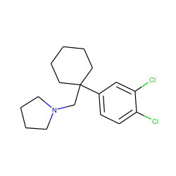 Clc1ccc(C2(CN3CCCC3)CCCCC2)cc1Cl ZINC000066136528